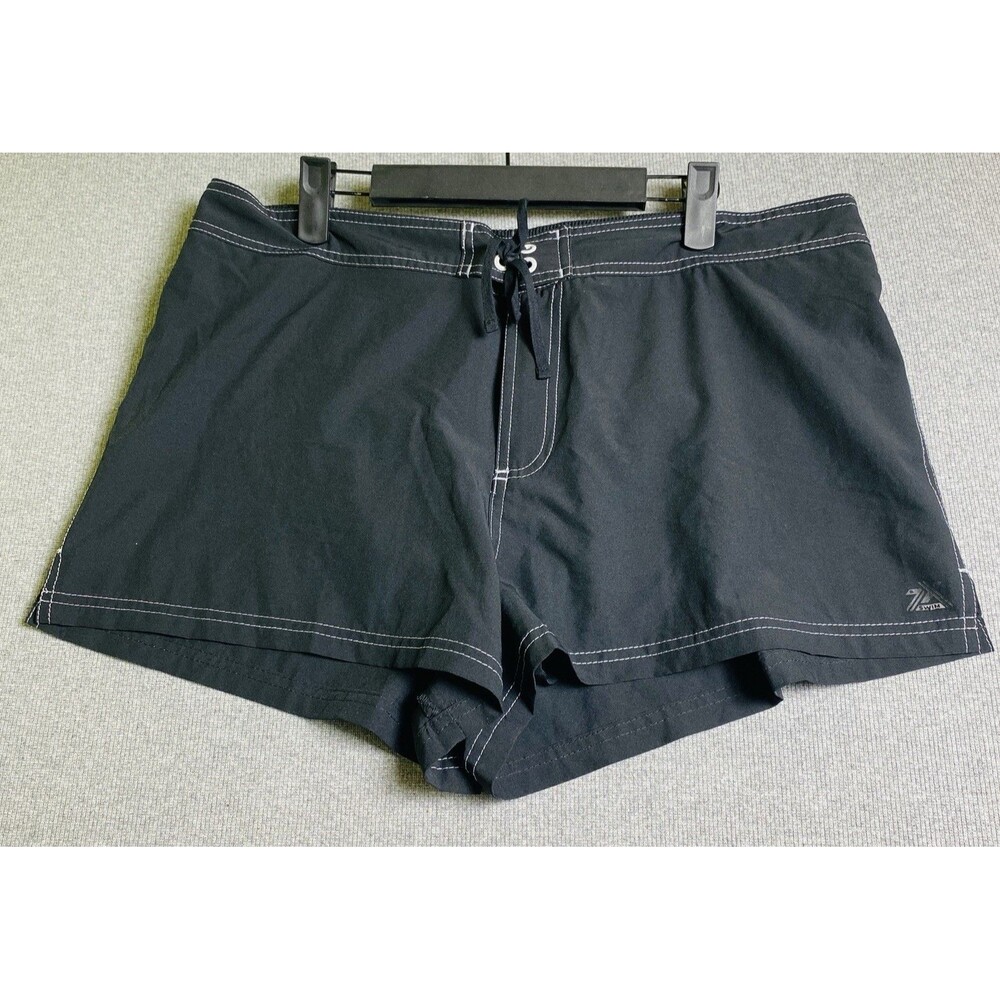 ZeroXposur Swim Shorts  Black/White Stitching Elastic Drawstring Waist Sz XL
